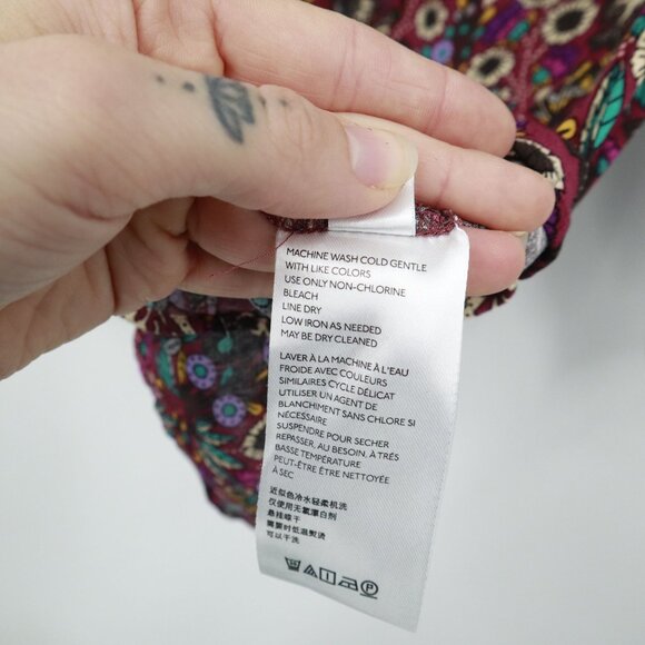 Maeve Janie Peasant Top Womens 2 Burgundy Boho Romantic Whimsical Artsy Flounce - Picture 8 of 16